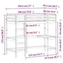 VidaXL - Hoogslaper Met Bureau - Wit - Massief Grenenhout - 90x190 Cm 20 VidaXL - Hoogslaper Met Bureau - Wit - Massief Grenenhout - 90x190 Cm -Bedden Bij Leen Bakker 1fb626d33f7b4b9eb79358b28f6002d9
