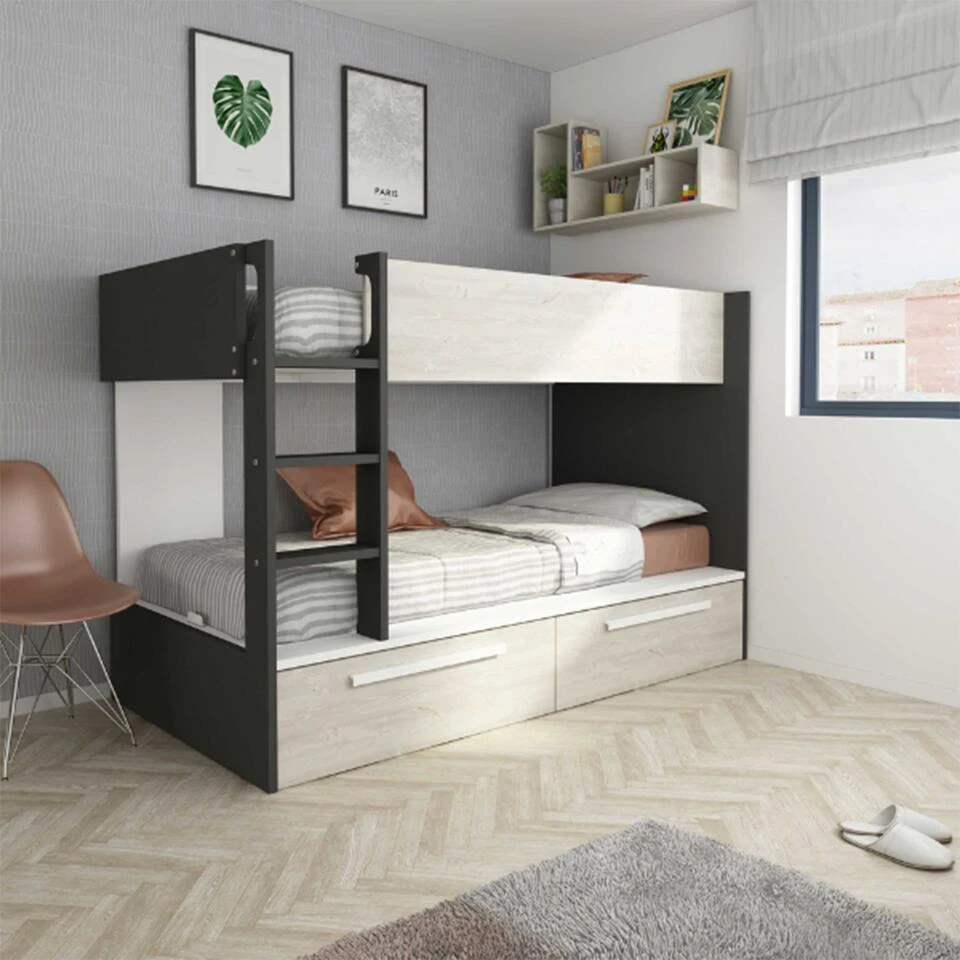 Stapelbed Fleur Met Bedlades - Grijs 4 Stapelbed Fleur Met Bedlades - Grijs - Afbeelding 2