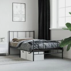 VidaXL - Staal Bed Frame Met Hoofd- En Voeteneinde - Zwart - Metaal - 90x200 Cm -Bedden Bij Leen Bakker 22c9f400da534057914524beb48e509c