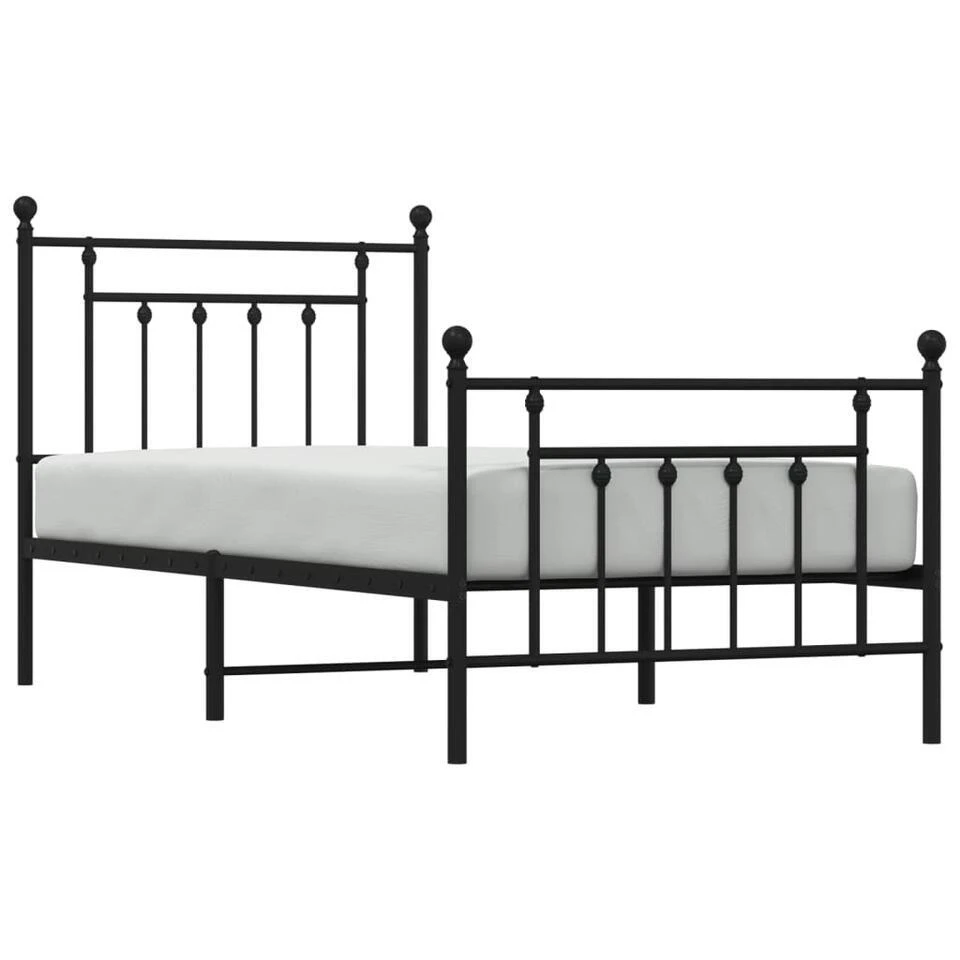 VidaXL - Bed Frame Met Hoofd- En Voeteneinde - Zwart - Metaal - 90x190 Cm 6 VidaXL - Bed Frame Met Hoofd- En Voeteneinde - Zwart - Metaal - 90x190 Cm - Afbeelding 4