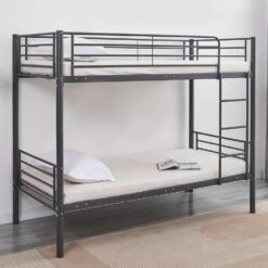 Stapelbed Dixie 90x200cm - Metaal - Mat Zwart -Bedden Bij Leen Bakker 29a643d988304852b76dfc49ce65cfad