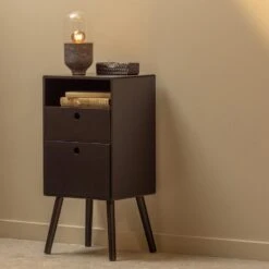 WOOOD Ozzy Nachtkastje - Hout - Zwart - 75x36x30 -Bedden Bij Leen Bakker 2ae30e5d624245e8a070285facc775f8