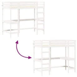 VidaXL - Hoogslaper Met Bureau - Wit - Massief Grenenhout - 90x190 Cm 14 VidaXL - Hoogslaper Met Bureau - Wit - Massief Grenenhout - 90x190 Cm -Bedden Bij Leen Bakker 2afede0693724cfcb68ac87b5e9de436