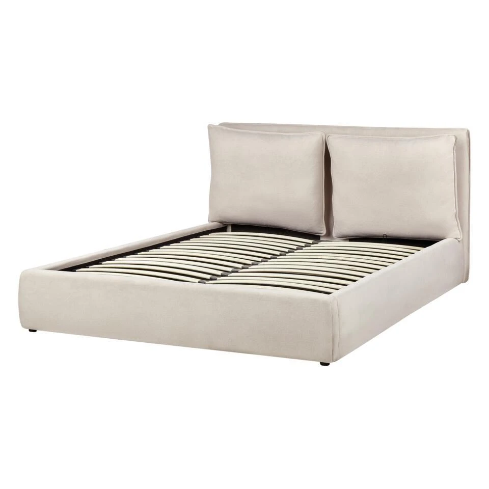BAJONNA - Bed Met Opbergruimte - Lichtbeige - 160 X 200 Cm - Polyester 10 BAJONNA - Bed Met Opbergruimte - Lichtbeige - 160 X 200 Cm - Polyester - Afbeelding 8