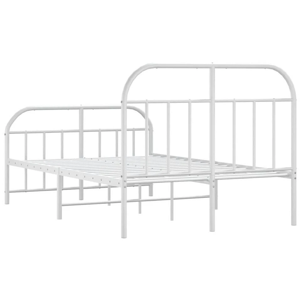 VidaXL - Bed Frame Met Hoofd- En Voeteneinde - Wit - Metaal - 120x200 Cm 10 VidaXL - Bed Frame Met Hoofd- En Voeteneinde - Wit - Metaal - 120x200 Cm - Afbeelding 8