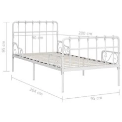 VidaXL - Bed Frame Met Lattenbodem - Wit - Metaal - 90x200 Cm 11 VidaXL - Bed Frame Met Lattenbodem - Wit - Metaal - 90x200 Cm -Bedden Bij Leen Bakker 2fd3ea1a1cff40bb85ec4a18adb54185