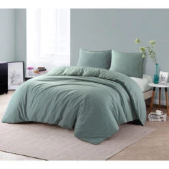 Comfort Dekbedovertrek Jorrit Effen - Groen - 200x200/220 Cm -Bedden Bij Leen Bakker 31106083 9050