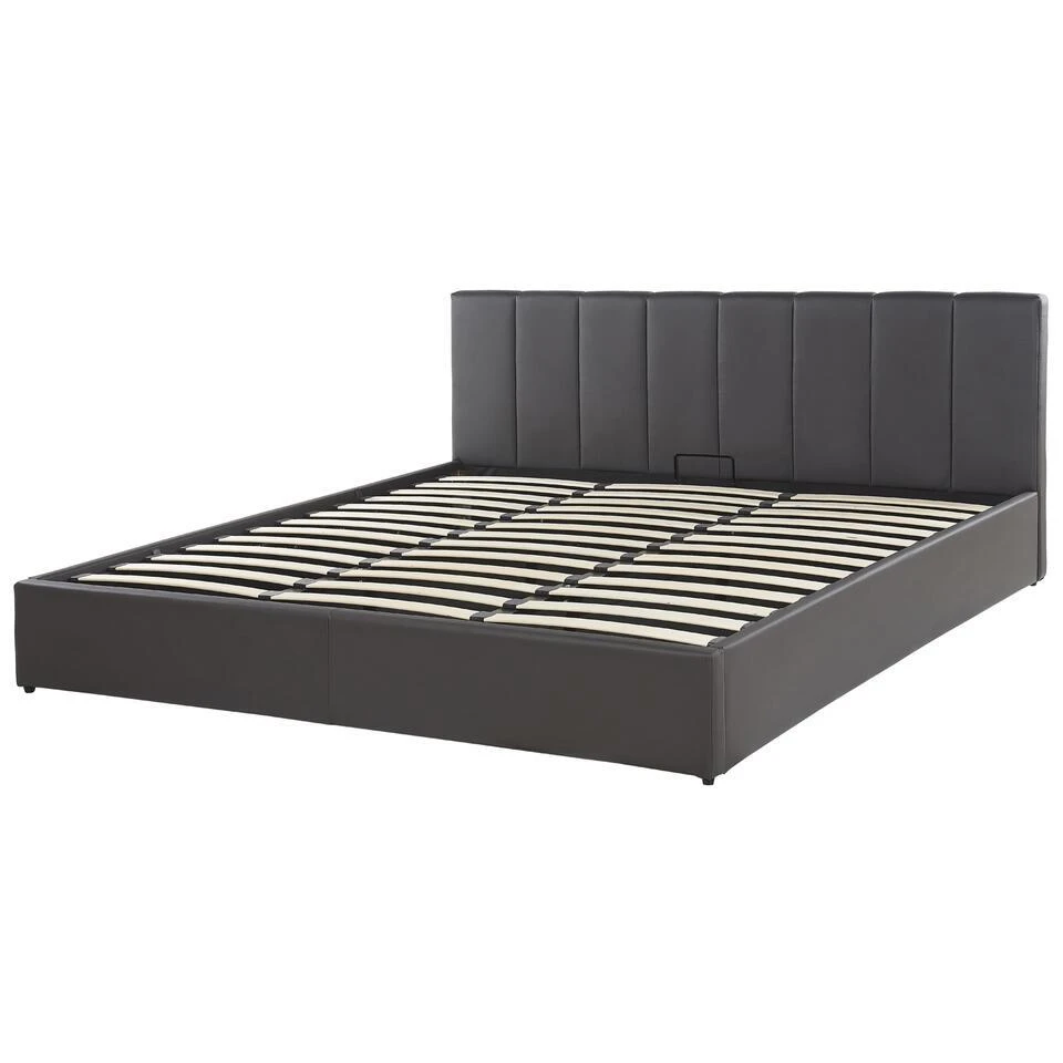 DREUX - Bed Met Opbergruimte - Grijs - 180 X 200 Cm - Kunstleer 10 DREUX - Bed Met Opbergruimte - Grijs - 180 X 200 Cm - Kunstleer - Afbeelding 8