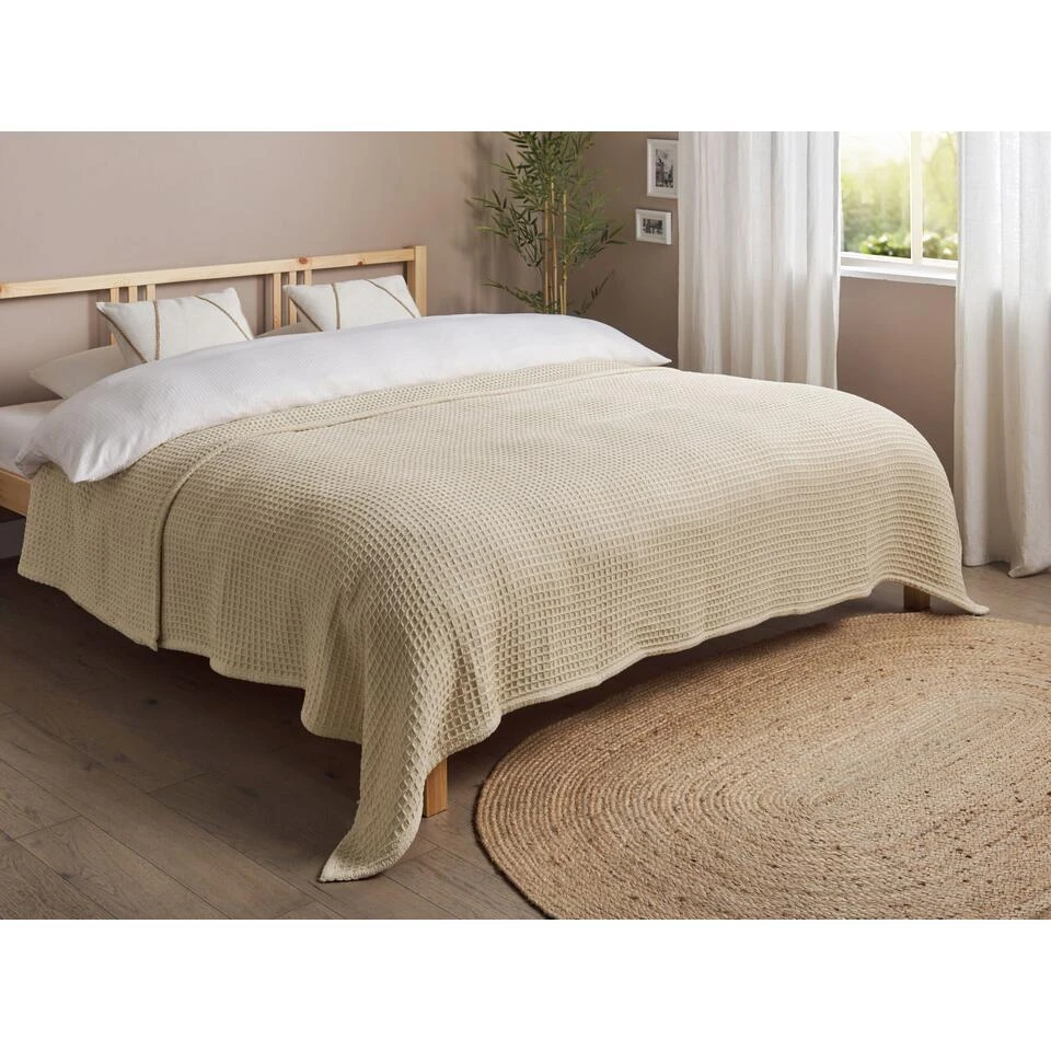 CHAGYL - Bedsprei - Beige - 220 X 240 Cm - Katoen 4 CHAGYL - Bedsprei - Beige - 220 X 240 Cm - Katoen - Afbeelding 2