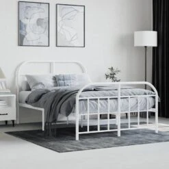 VidaXL - Bed Frame Met Hoofd- En Voeteneinde - Wit - Metaal - 120x200 Cm 14 VidaXL - Bed Frame Met Hoofd- En Voeteneinde - Wit - Metaal - 120x200 Cm -Bedden Bij Leen Bakker 34ac95f4c9de4cb7bf20607d5c8318a8
