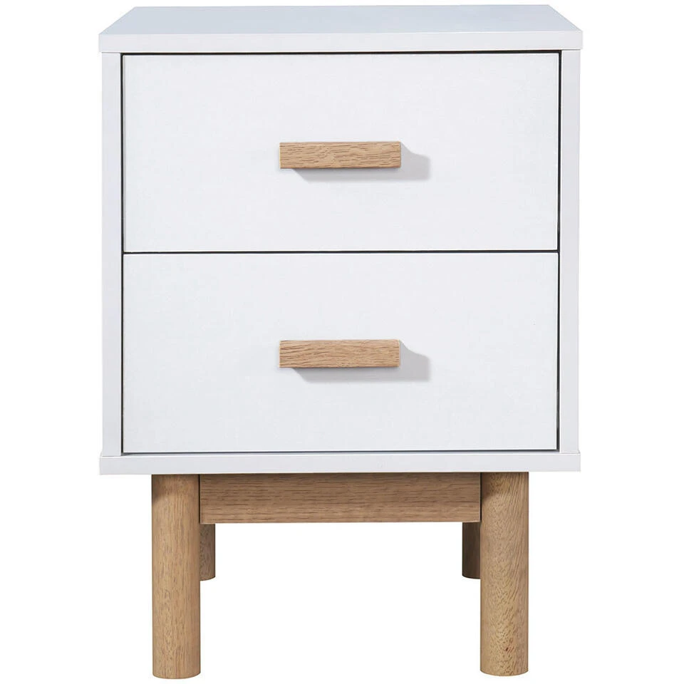Melanie - Nachtkastje Met 2 Laden In Wit Eiken Spaanplaat 5 Melanie - Nachtkastje Met 2 Laden In Wit Eiken Spaanplaat - Afbeelding 3