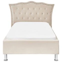 METZ - Eenpersoonsbed - Beige - 90 X 200 Cm - Fluweel -Bedden Bij Leen Bakker 3b988dc0030d4088b3cd98af3f1eb49e