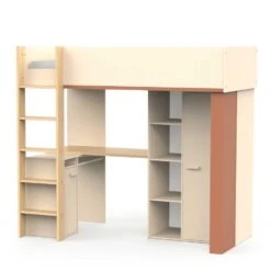 Hoogslaper Camillia - 90x200cm - Met Bureau En Opbergruimte - Beige/terracotta -Bedden Bij Leen Bakker 41644588939f4ec2952f7070aee2a525