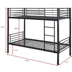 Stapelbed Dixie 90x200cm - Metaal - Mat Zwart -Bedden Bij Leen Bakker 420fd00a48714a65a67816e7970c5c88