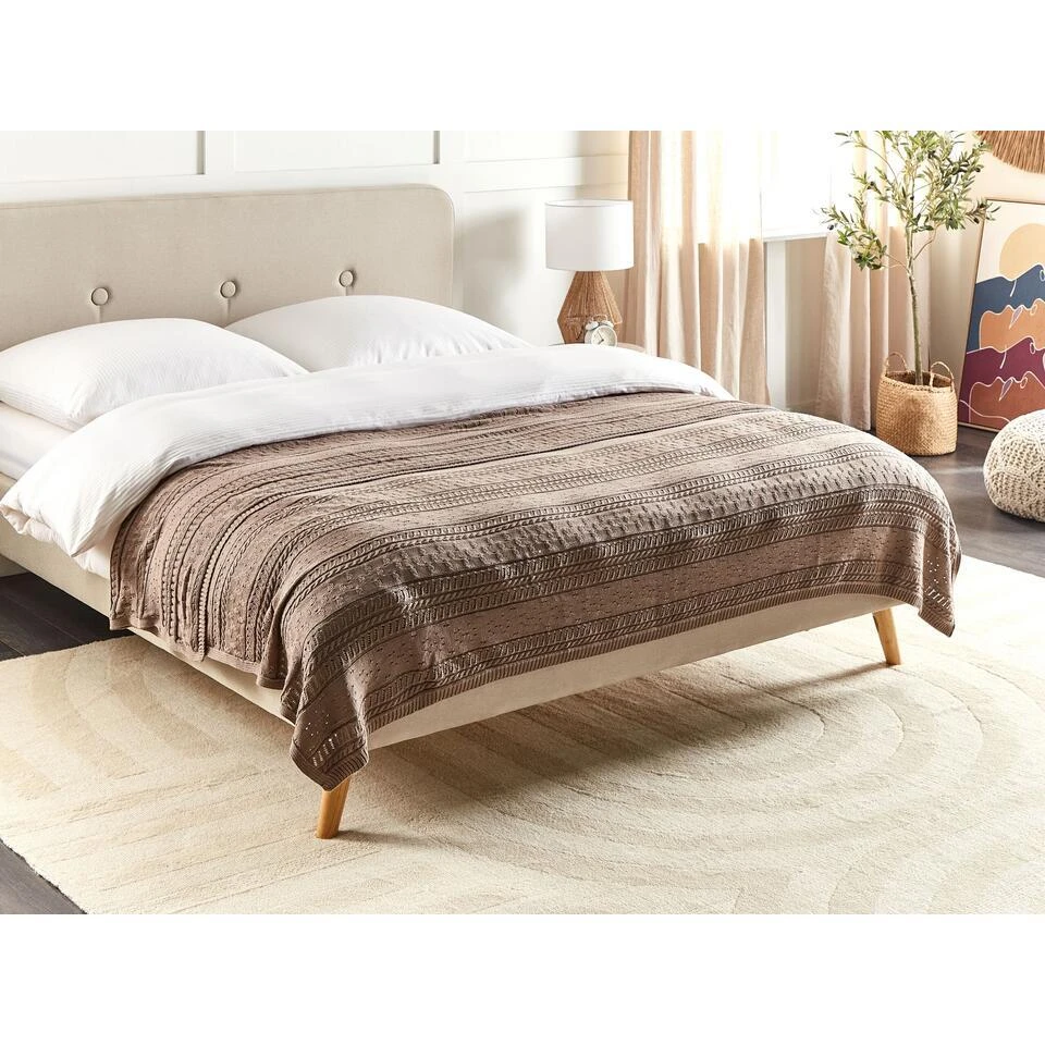 DAULET - Bedsprei - Bruin - 150 X 200 Cm - Katoen 4 DAULET - Bedsprei - Bruin - 150 X 200 Cm - Katoen - Afbeelding 2