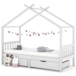 VidaXL - Kinderbed Met Lades - Wit - Massief Grenenhout - 90x200 Cm -Bedden Bij Leen Bakker 45bdb89aea8f42f8828fa79c2e36b42a
