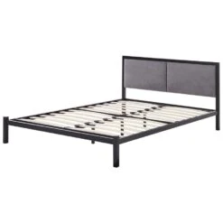 CLAMART - Tweepersoonsbed - Zwart/Grijs - 140 X 200 Cm - Metaal -Bedden Bij Leen Bakker 45c8e0a5a0384b7e8d9fe76bfa283a91