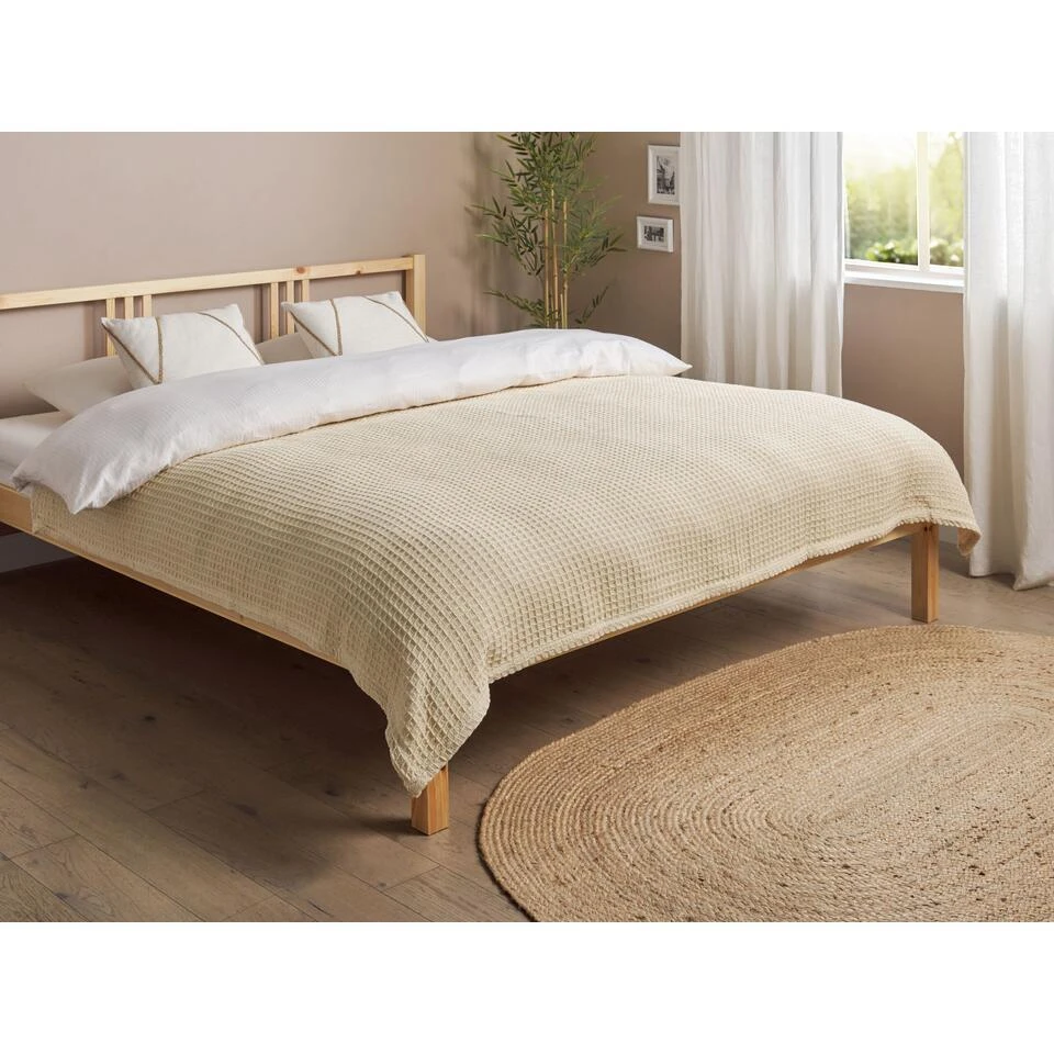 CHAGYL - Bedsprei - Beige - 150 X 200 Cm - Katoen 4 CHAGYL - Bedsprei - Beige - 150 X 200 Cm - Katoen - Afbeelding 2