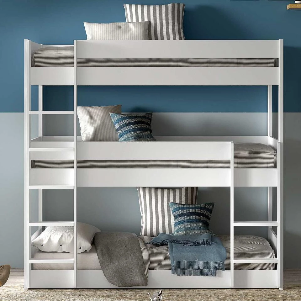 Stapelbed Voor 3 Personen Scott - 207x105x200 Cm - Wit 5 Stapelbed Voor 3 Personen Scott - 207x105x200 Cm - Wit - Afbeelding 3