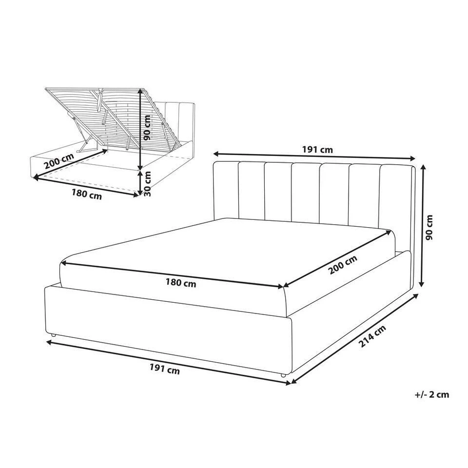 DREUX - Bed Met Opbergruimte - Grijs - 180 X 200 Cm - Kunstleer 15 DREUX - Bed Met Opbergruimte - Grijs - 180 X 200 Cm - Kunstleer - Afbeelding 13