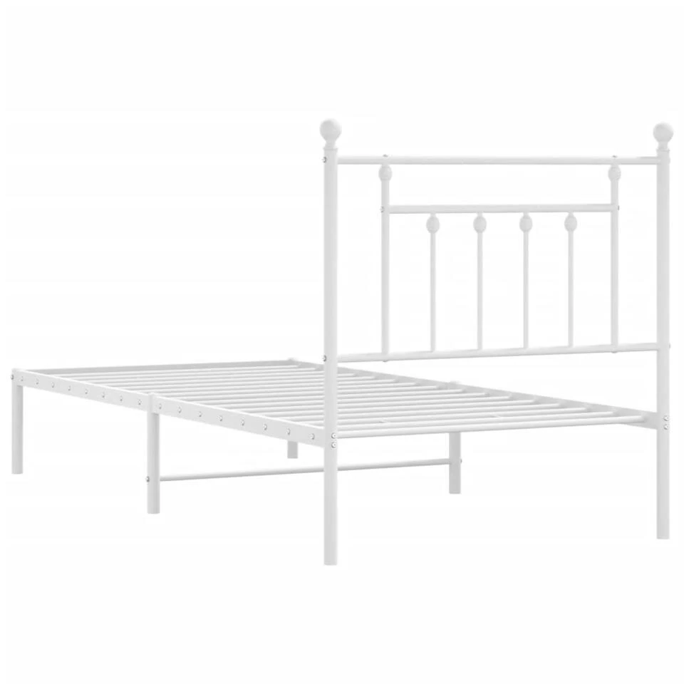 VidaXL - Metalen Bed Met Hoofdbord - Wit - 90x200 Cm 9 VidaXL - Metalen Bed Met Hoofdbord - Wit - 90x200 Cm - Afbeelding 7