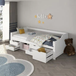 Merkloos HOME DELUXE COSMOS Kinderbed Met Lades - 90 X 200 Cm Wit -Bedden Bij Leen Bakker 57983049569e4adcb703b3c119774527