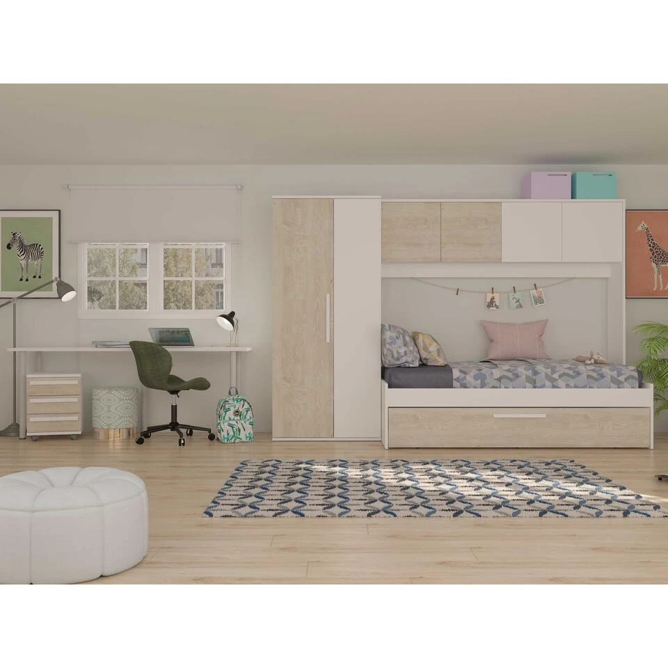 Bed Lev 90x200 Cm Met Kast En Bedlade - Grenen/wit 11 Bed Lev 90x200 Cm Met Kast En Bedlade - Grenen/wit - Afbeelding 9