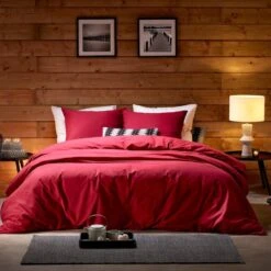 De Witte Lietaer Dekbedovertrek Laura Burgundy - 200 X 200/220 Cm - Flanel -Bedden Bij Leen Bakker 599cea71b6f7469f8fa5fc73a259d3ea