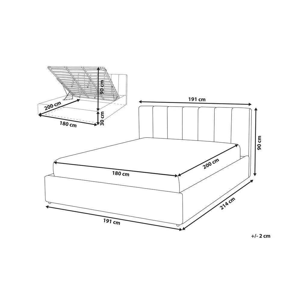 DREUX - Bed Met Opbergruimte - Grijs - 180 X 200 Cm - Kunstleer 5 DREUX - Bed Met Opbergruimte - Grijs - 180 X 200 Cm - Kunstleer - Afbeelding 3