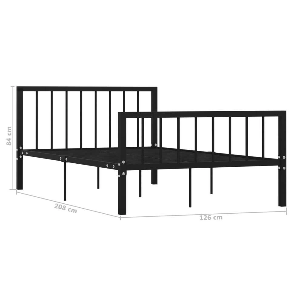 VidaXL - Bed Frame Met Hoofdeinde En Lattenbodem - Zwart - Metaal - 120x200 Cm 7 VidaXL - Bed Frame Met Hoofdeinde En Lattenbodem - Zwart - Metaal - 120x200 Cm - Afbeelding 5