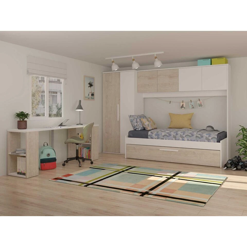 Bed Lev 90x200 Cm Met Kast En Bedlade - Grenen/wit 4 Bed Lev 90x200 Cm Met Kast En Bedlade - Grenen/wit - Afbeelding 2