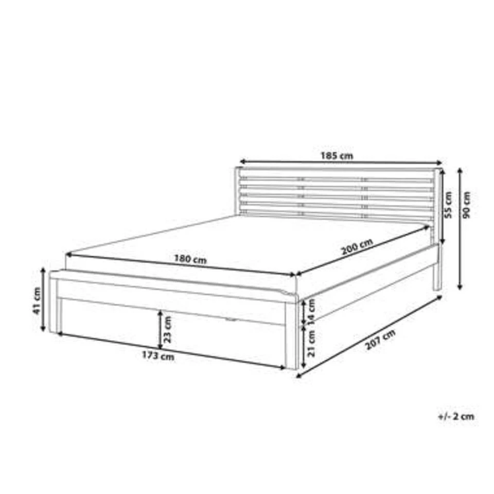 CARNAC - Tweepersoonsbed - Licht Hout - 180 X 200 Cm - Rubberhout 7 CARNAC - Tweepersoonsbed - Licht Hout - 180 X 200 Cm - Rubberhout - Afbeelding 5