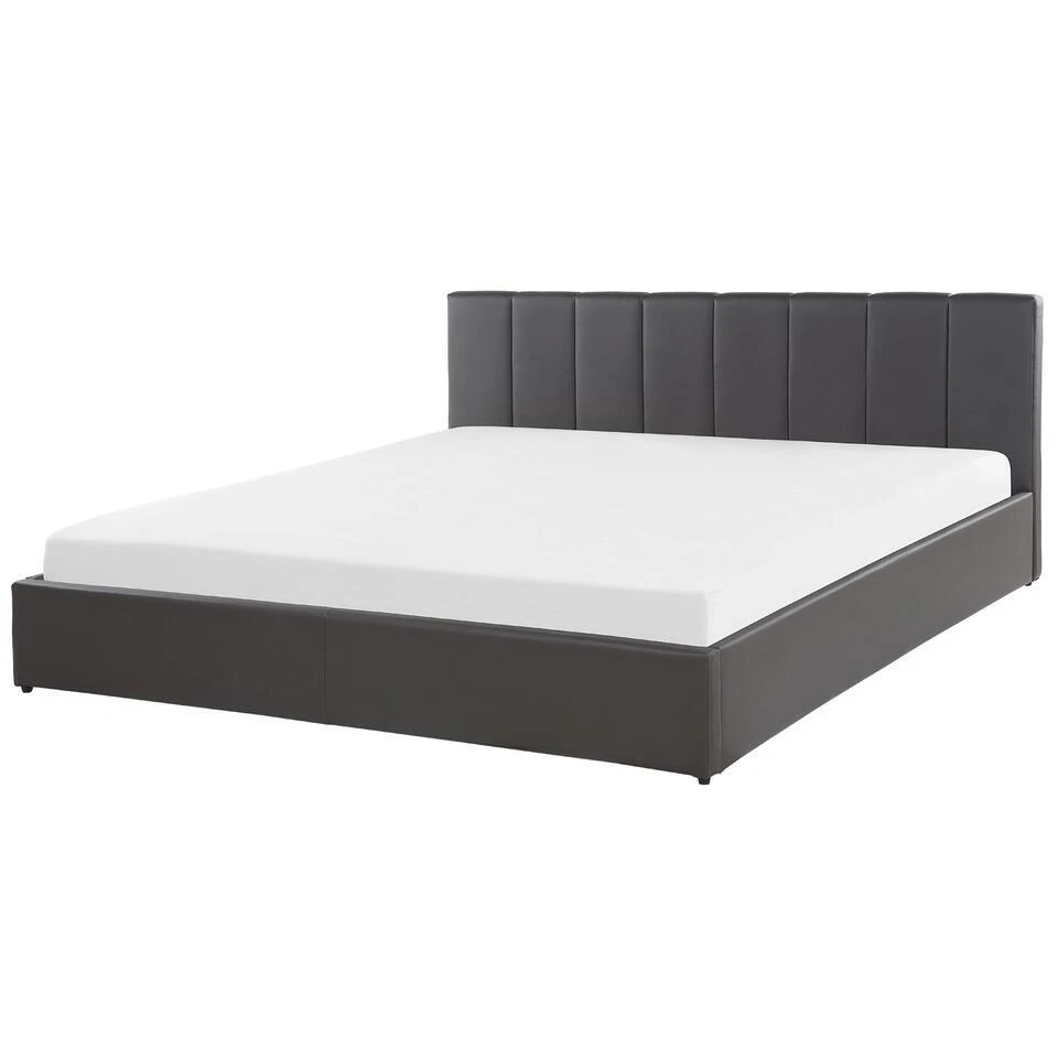 DREUX - Bed Met Opbergruimte - Grijs - 180 X 200 Cm - Kunstleer 9 DREUX - Bed Met Opbergruimte - Grijs - 180 X 200 Cm - Kunstleer - Afbeelding 7