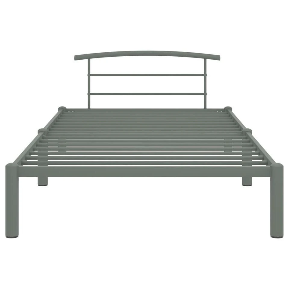 VidaXL - Bed Frame Met Hoofdeinde - Grijs - Metaal - 90x200 Cm 4 VidaXL - Bed Frame Met Hoofdeinde - Grijs - Metaal - 90x200 Cm - Afbeelding 2