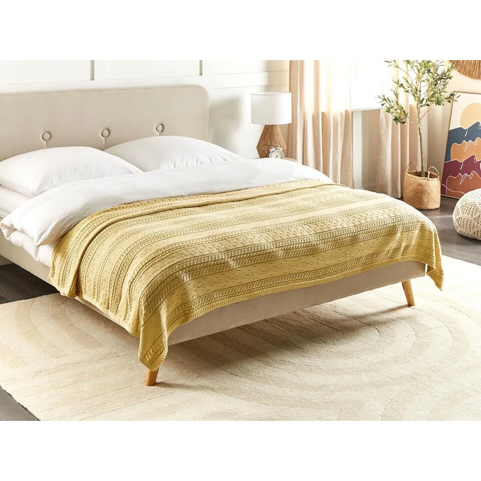 DAULET - Bedsprei - Geel - 150 X 200 Cm - Katoen 4 DAULET - Bedsprei - Geel - 150 X 200 Cm - Katoen - Afbeelding 2