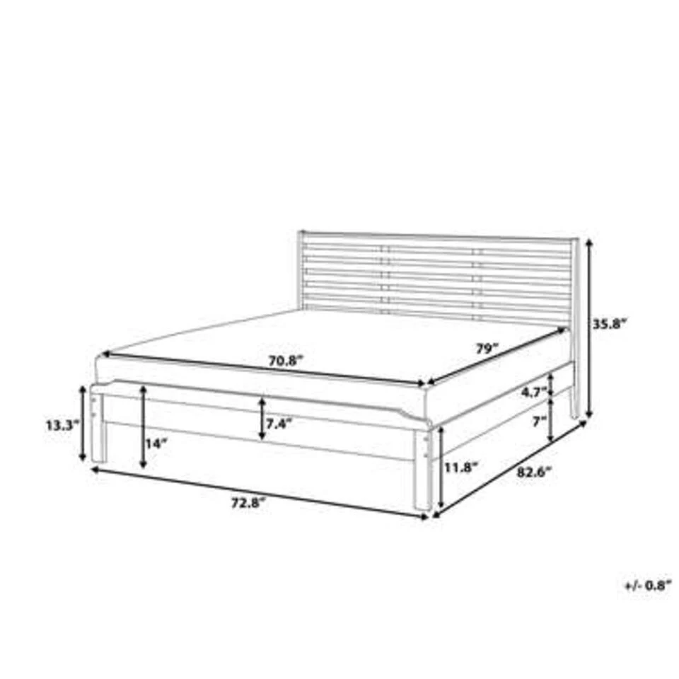 CARNAC - Tweepersoonsbed - Licht Hout - 180 X 200 Cm - Rubberhout 4 CARNAC - Tweepersoonsbed - Licht Hout - 180 X 200 Cm - Rubberhout - Afbeelding 2