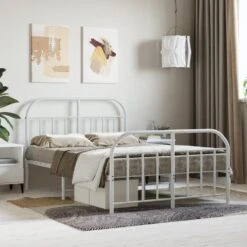 VidaXL - Bed Frame Met Hoofd- En Voeteneinde - Wit - Metaal - 120x200 Cm 13 VidaXL - Bed Frame Met Hoofd- En Voeteneinde - Wit - Metaal - 120x200 Cm -Bedden Bij Leen Bakker 6c5150009b9a495eb6483bea4fa05c8e