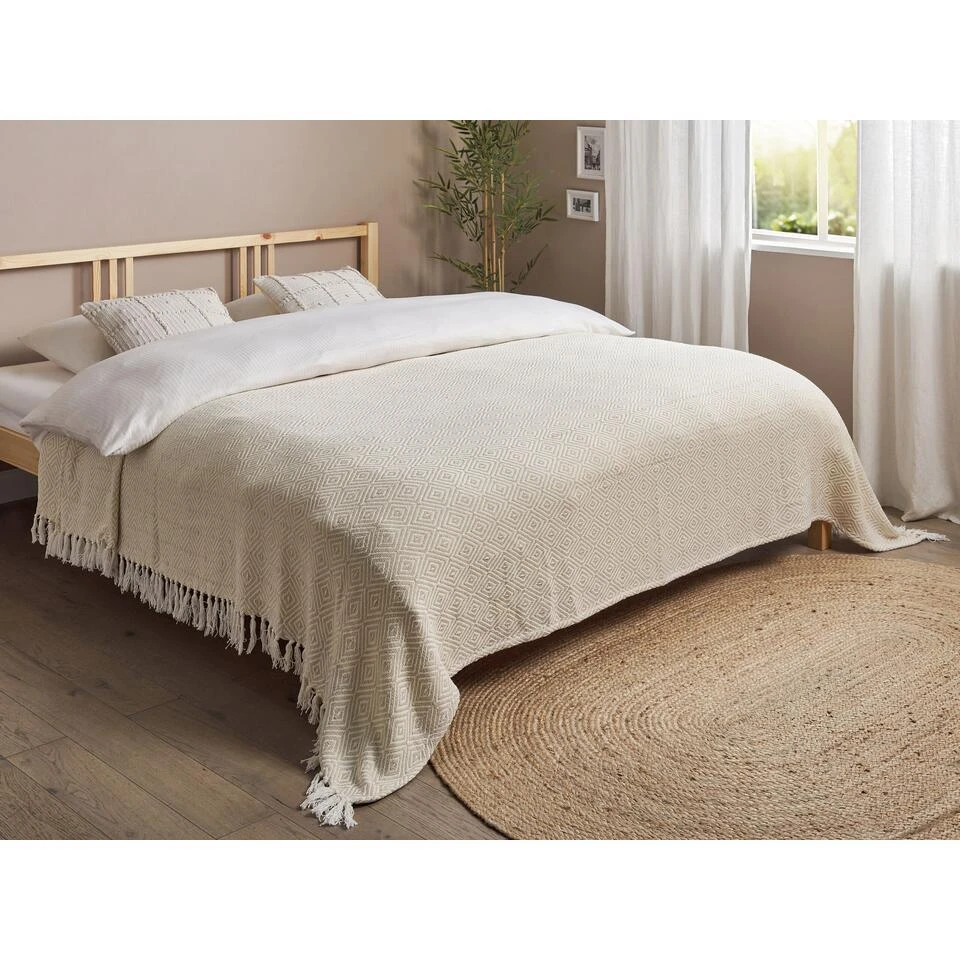 TOUTLI - Bedsprei - Lichtbeige - 220 X 240 Cm - Katoen 4 TOUTLI - Bedsprei - Lichtbeige - 220 X 240 Cm - Katoen - Afbeelding 2