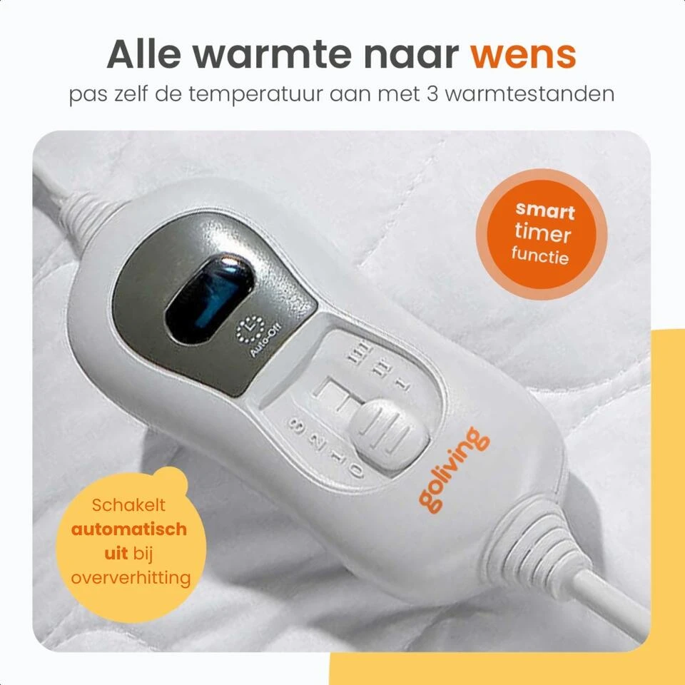 Goliving Elektrische Onderdeken - 1-Persoons - Warmtedeken - Elektrische Deken 9 Goliving Elektrische Onderdeken - 1-Persoons - Warmtedeken - Elektrische Deken - Afbeelding 7