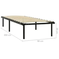 VidaXL - Bed Frame Met Hout Lattenbodem - Zwart - Metaal - 90x200 Cm 15 VidaXL - Bed Frame Met Hout Lattenbodem - Zwart - Metaal - 90x200 Cm -Bedden Bij Leen Bakker 76c490a4f3dd4b8c831b144f343c1b7f