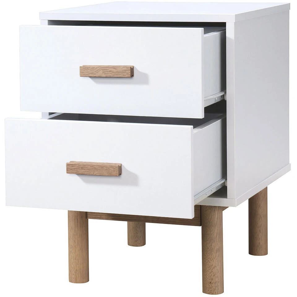 Melanie - Nachtkastje Met 2 Laden In Wit Eiken Spaanplaat 6 Melanie - Nachtkastje Met 2 Laden In Wit Eiken Spaanplaat - Afbeelding 4
