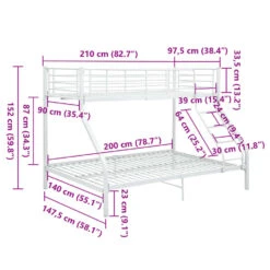 VidaXL - Stapelbed Met Latten - Wit - Metaal - 140x200 Cm/90x200 Cm -Bedden Bij Leen Bakker 79e8d3b223454fd98930229e01c1bde8
