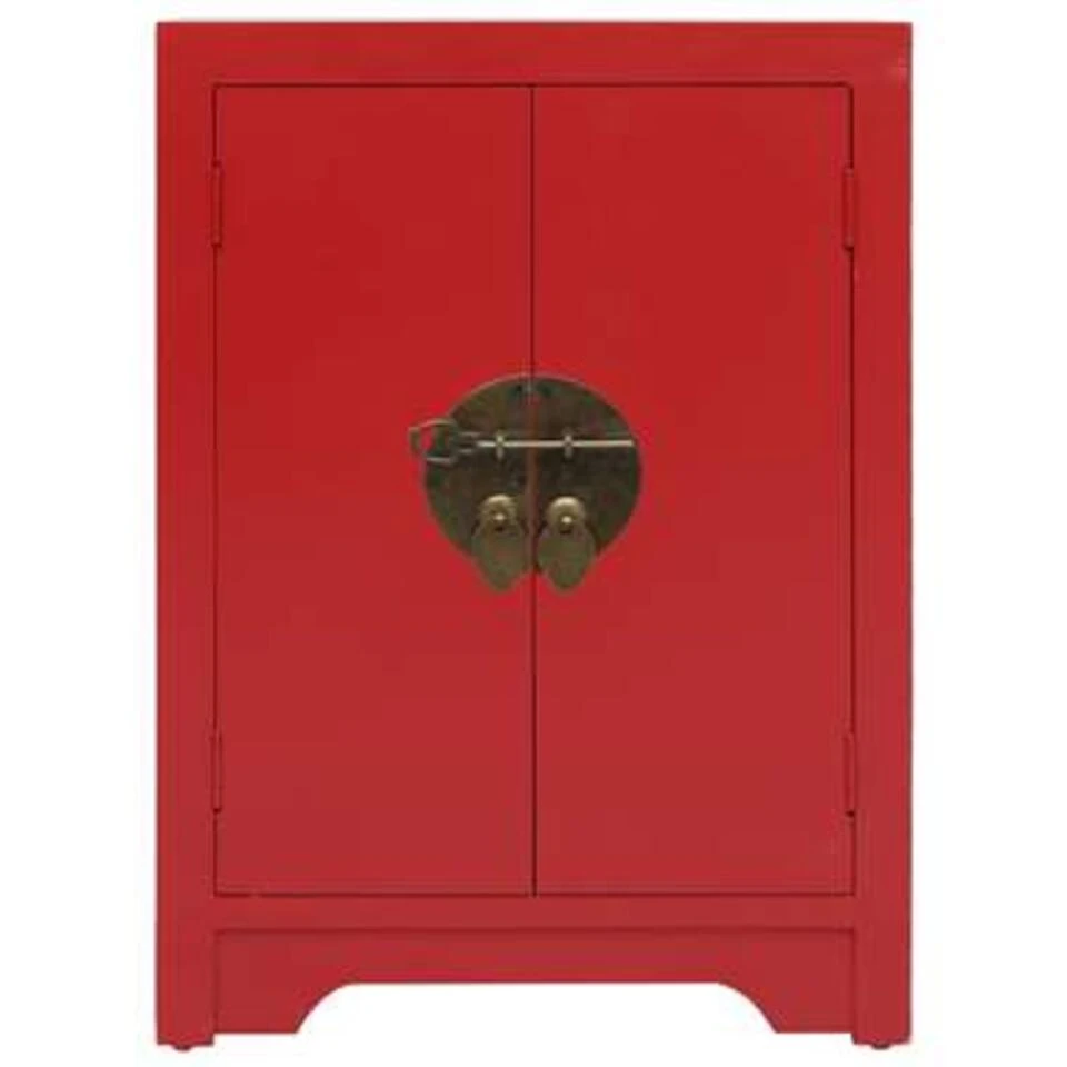 VidaXL Nachtkastje 38x28x52 Cm Paulowniahout Rood 5 VidaXL Nachtkastje 38x28x52 Cm Paulowniahout Rood - Afbeelding 3