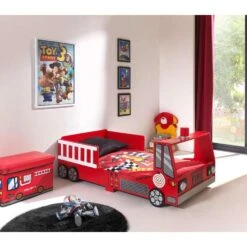 Vipack Peuterbed Brandweer Auto - Rood - 77x148 Cm -Bedden Bij Leen Bakker 81007155 0300
