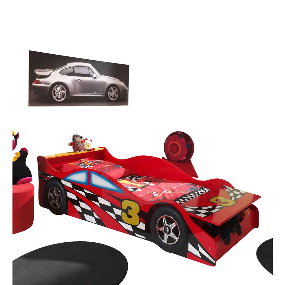 Vipack Autobed Race - Rood - 48x78x175 Cm 4 Vipack Autobed Race - Rood - 48x78x175 Cm - Afbeelding 2