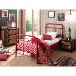 Vipack Bed New York - Rood - 90x200 Cm -Bedden Bij Leen Bakker 81007311 0100