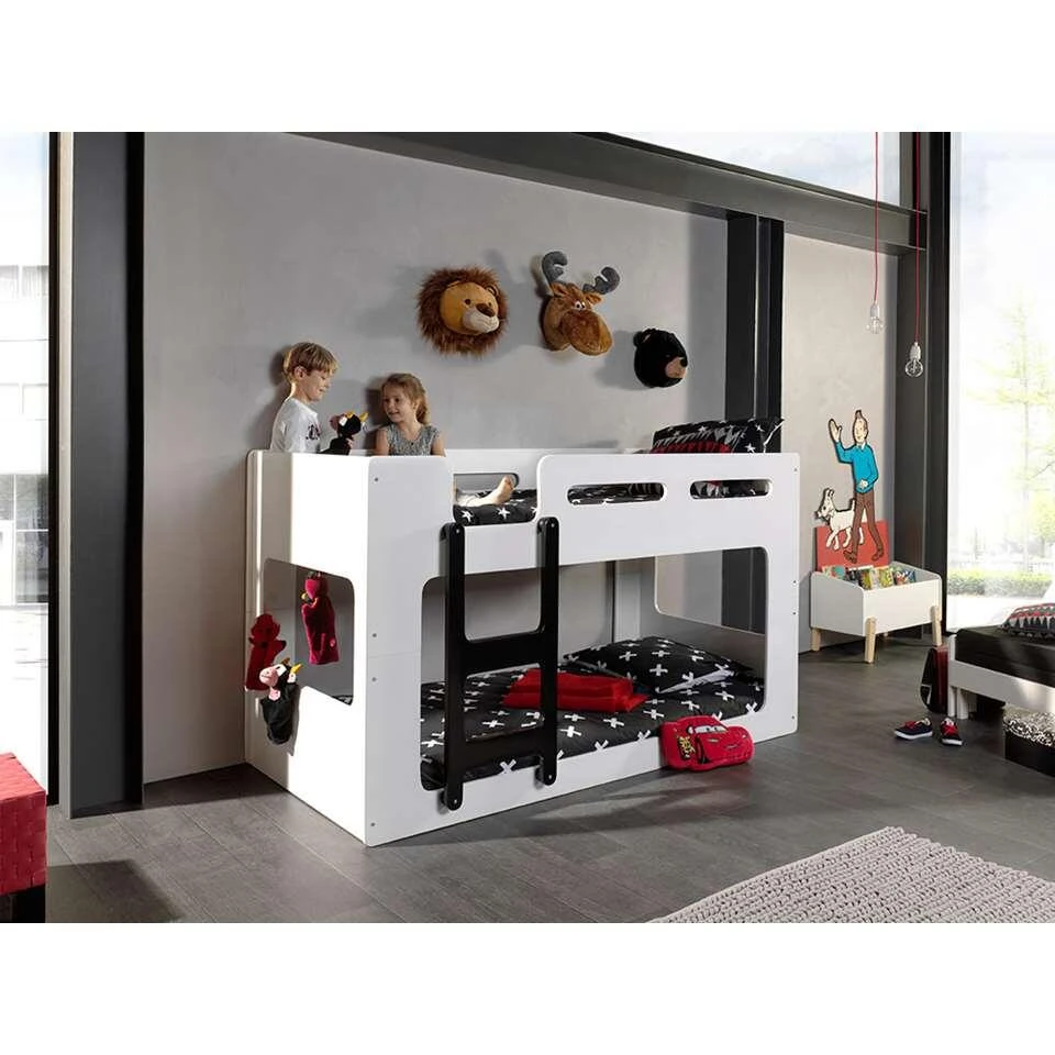 Vipack Stapelbed Luca - Wit/zwart - 210x90,4x106,8 Cm 6 Vipack Stapelbed Luca - Wit/zwart - 210x90,4x106,8 Cm - Afbeelding 4