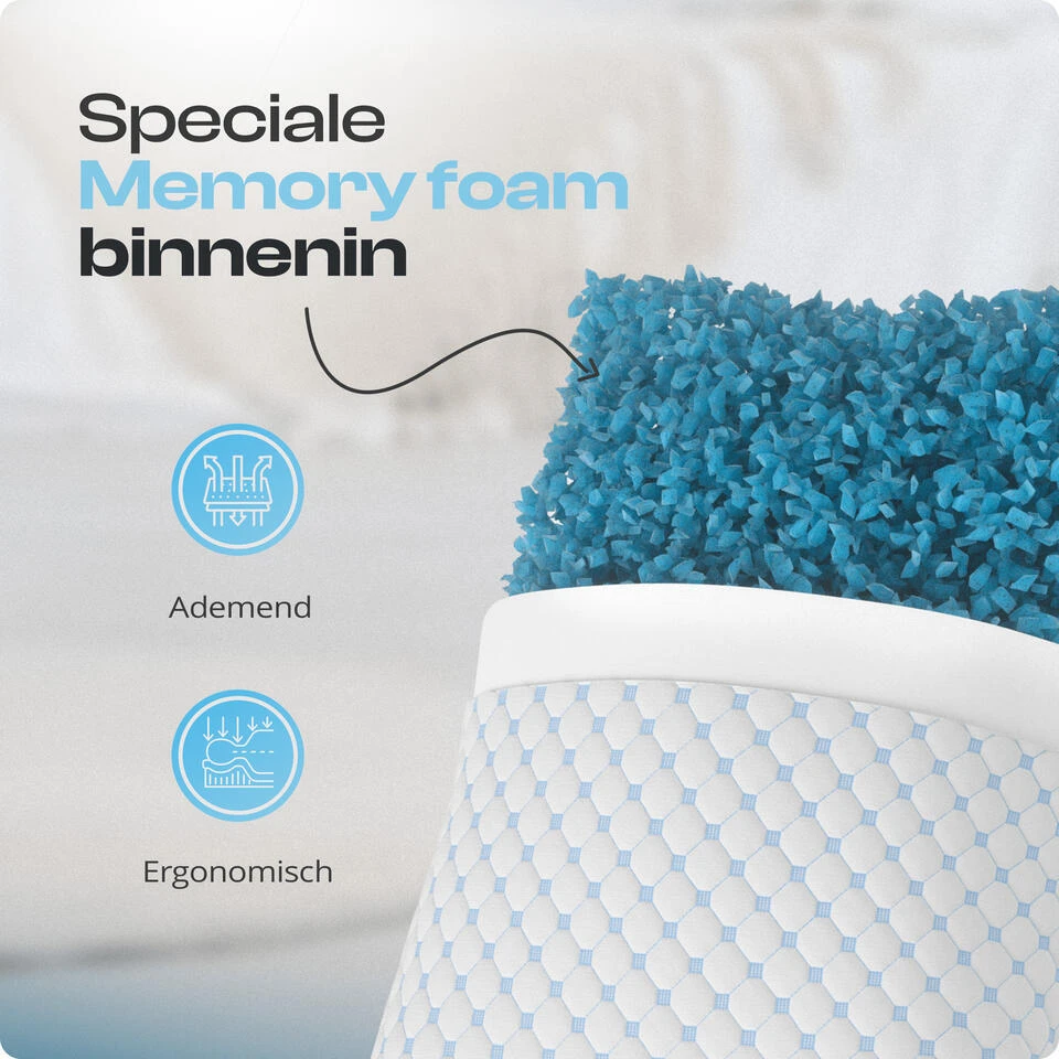 Hoofdkussen Dreamhouse – Memory Foam & Wasbare Hoes 11 Hoofdkussen Dreamhouse – Memory Foam & Wasbare Hoes - Afbeelding 9