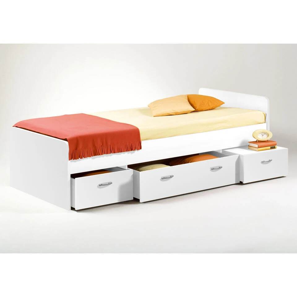 Bed Barko 90x200 Met 3 Lades - Wit 4 Bed Barko 90x200 Met 3 Lades - Wit - Afbeelding 2