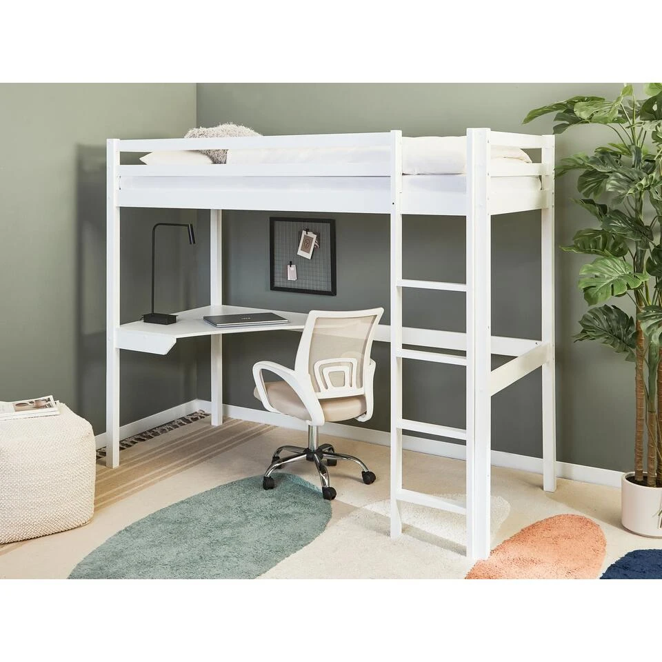 LOURY - Kinderbed - Wit - 90 X 200 Cm - Dennenhout 4 LOURY - Kinderbed - Wit - 90 X 200 Cm - Dennenhout - Afbeelding 2